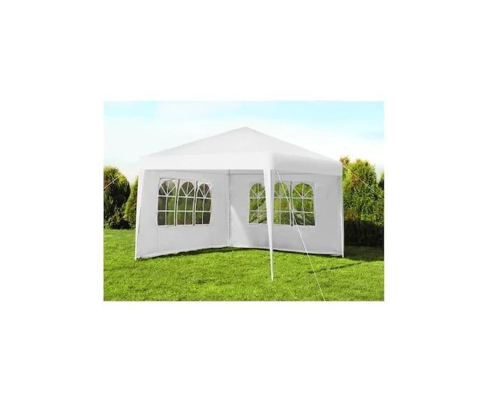 Pavilion de gradina 3x3x2,5 m, cu 2 pereti laterali, alb