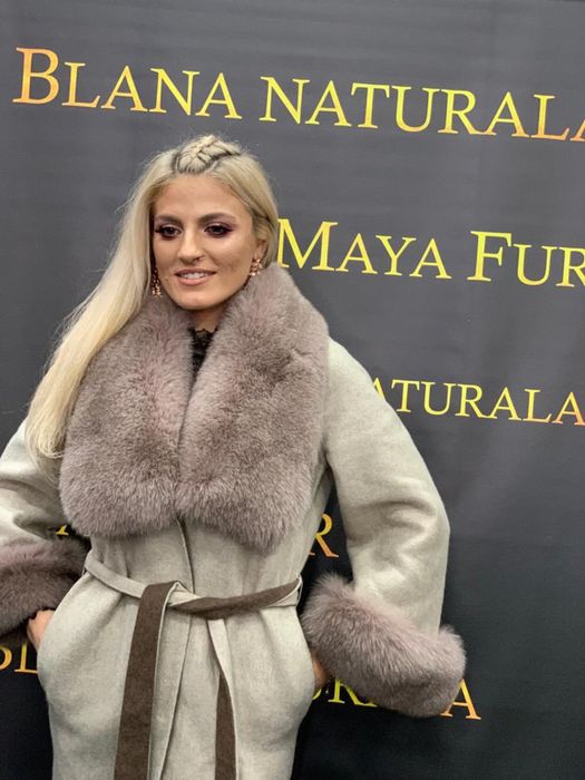 Palton de alpaca cu blana naturala