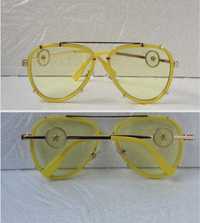 Versace Мъжки прозрачни  слънчеви очила авиатор черни жълти VE 2232