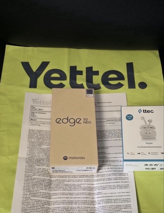 КАТО НОВ 256GB Motorola Edge 50 NEO Yettel Гаранция 2027 Grasaille Сив