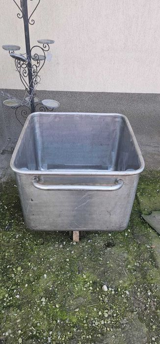 Cărucior tip container/vas/cuva din inox 2 buc