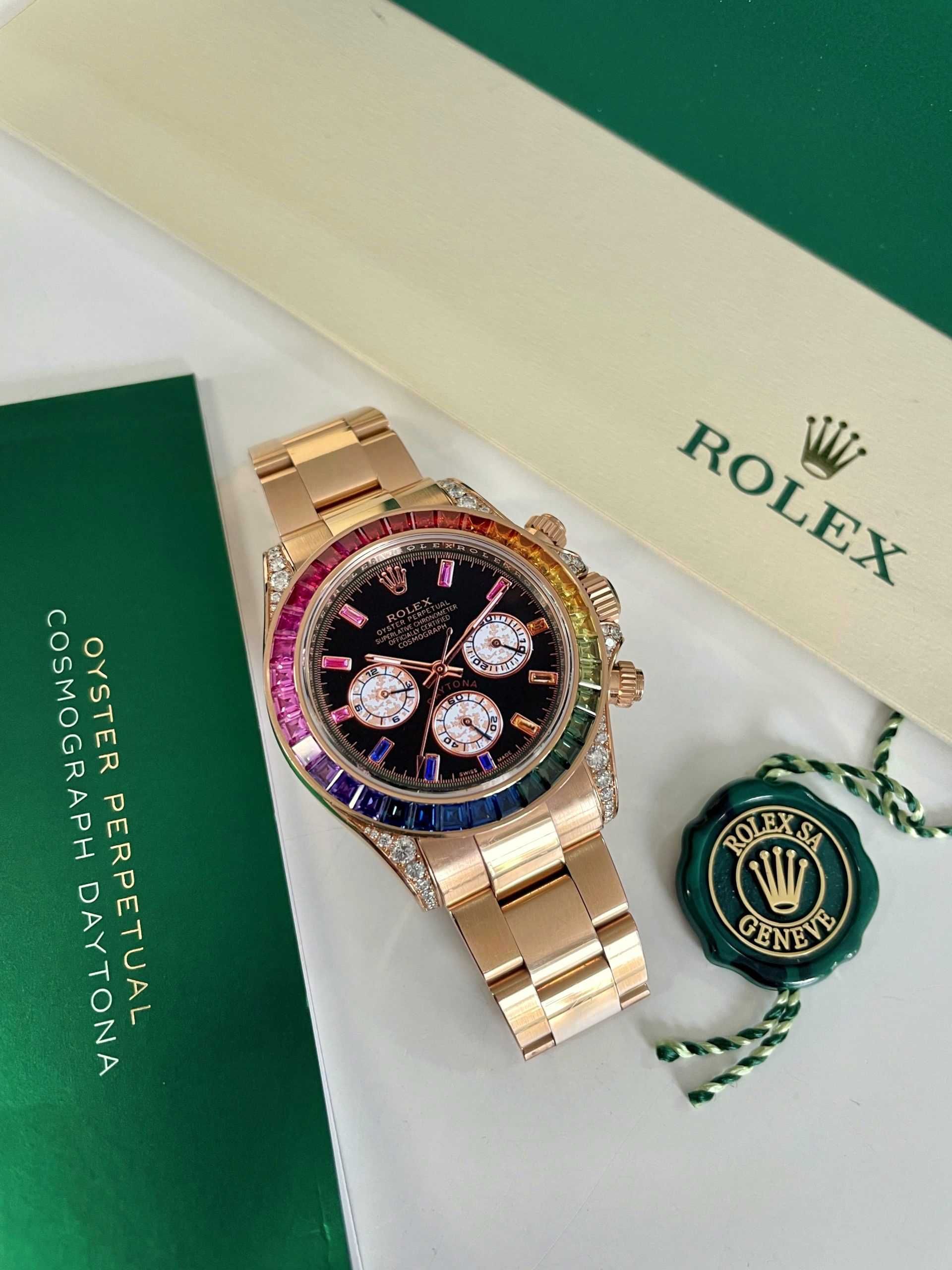 Rolex Daytona Rainbow ping Gold