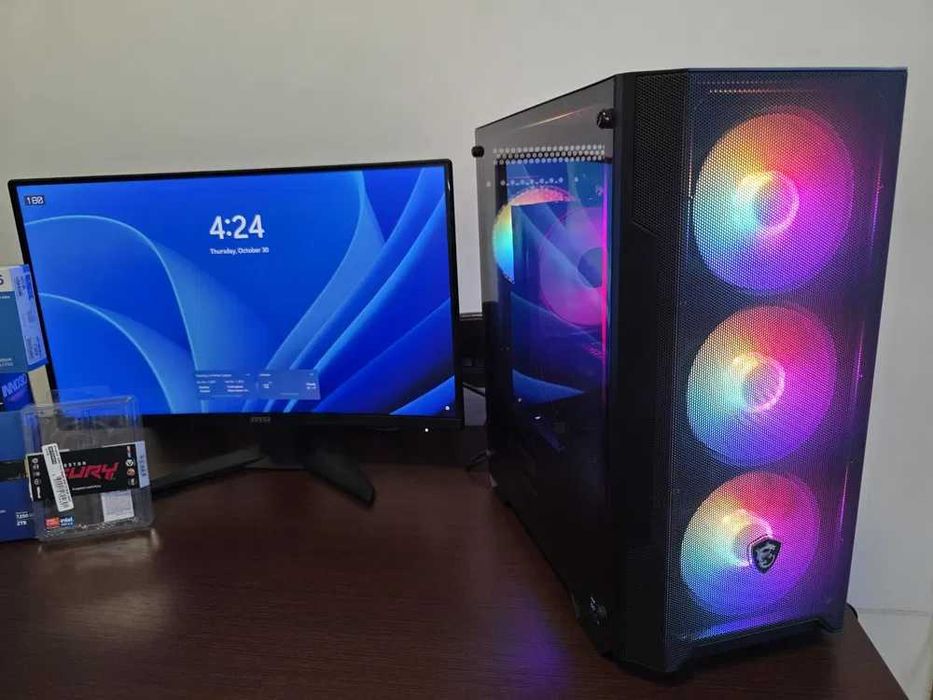 НОВ! Геймърски компютър I5-14600K 32RAM 2TB SSD RTX 5060 + монитор MSI