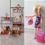 2 seturi : Barbie Travel si Ferma sau Barbie pizzerie + scooter Barbie