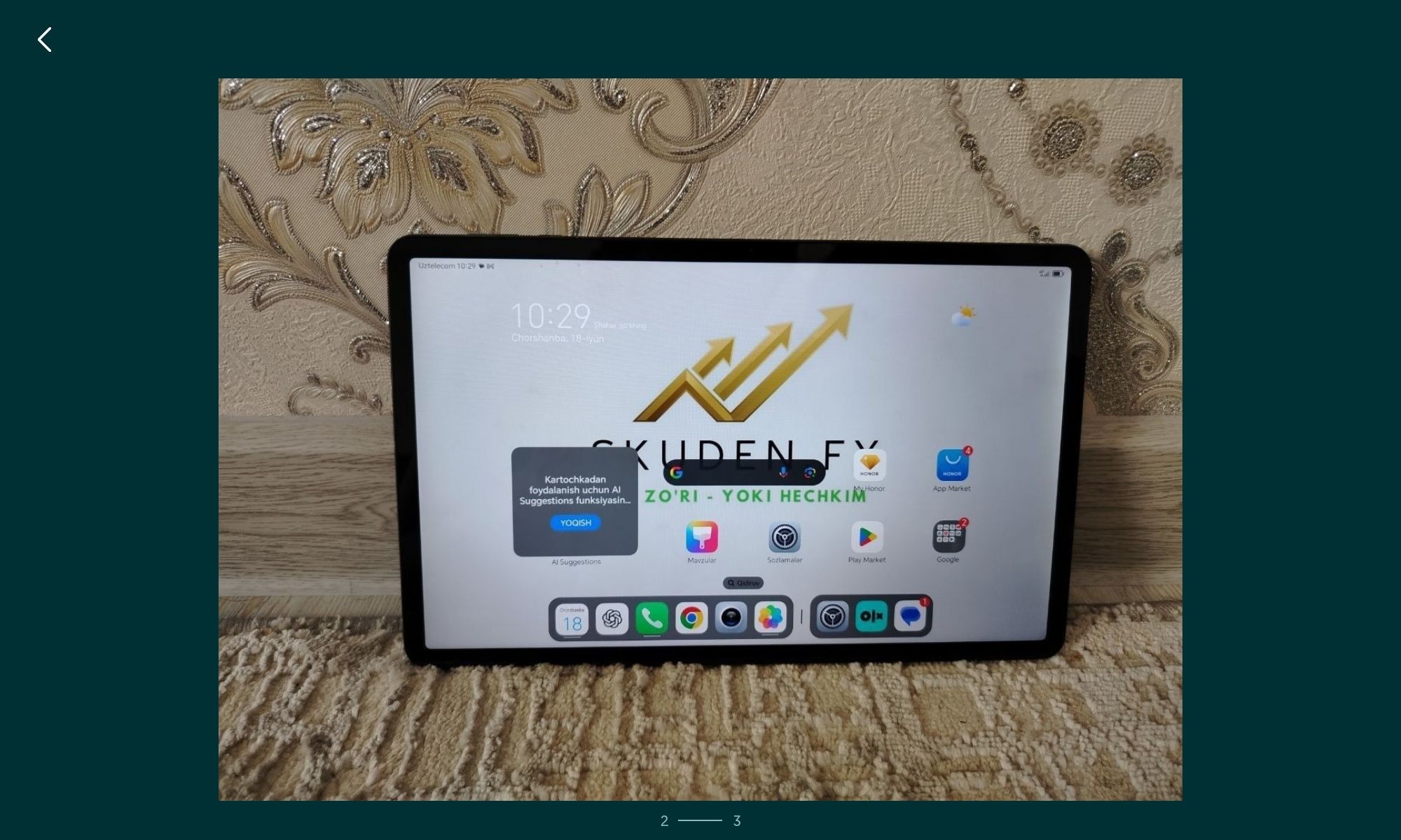 Planshet Honor x9 pad sotiladi