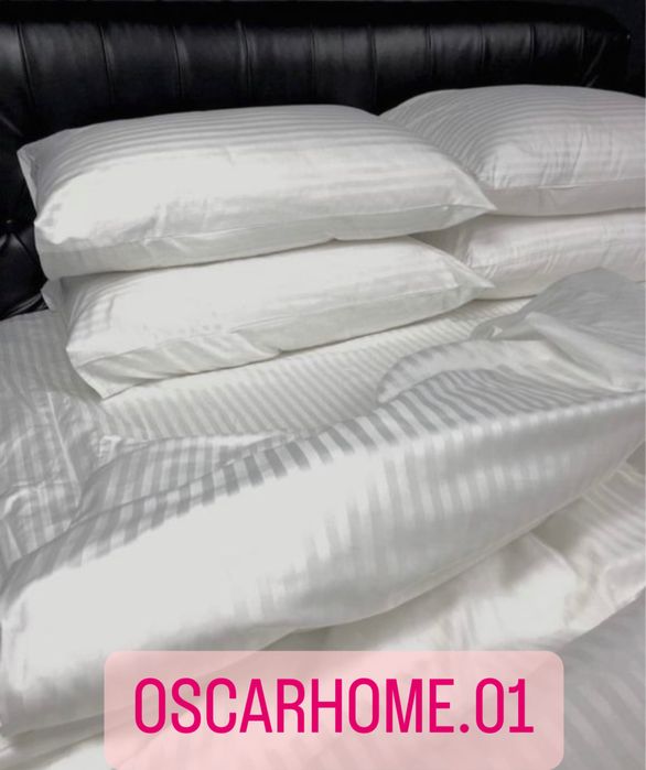 Страйп сатин белое постельное белье хлопок в полоску