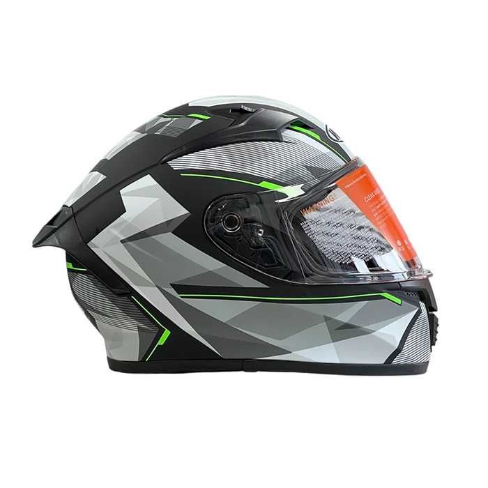 Каска за мотор Matt Black/Green -108-10