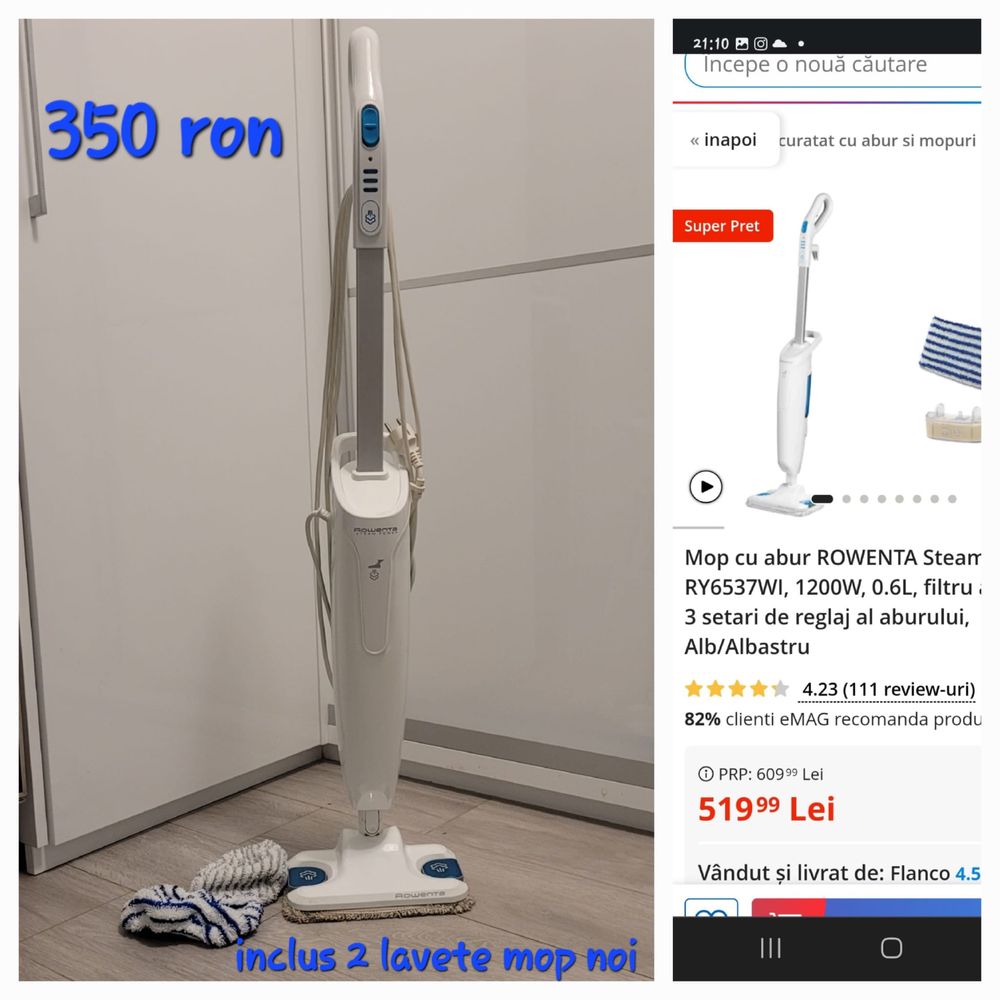 Vând mop cu aburi 350 RON