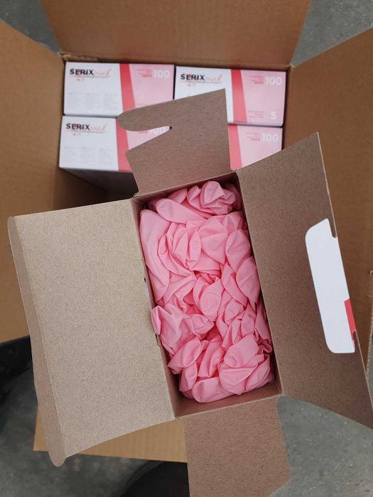 Нитрилни розови ръкавици