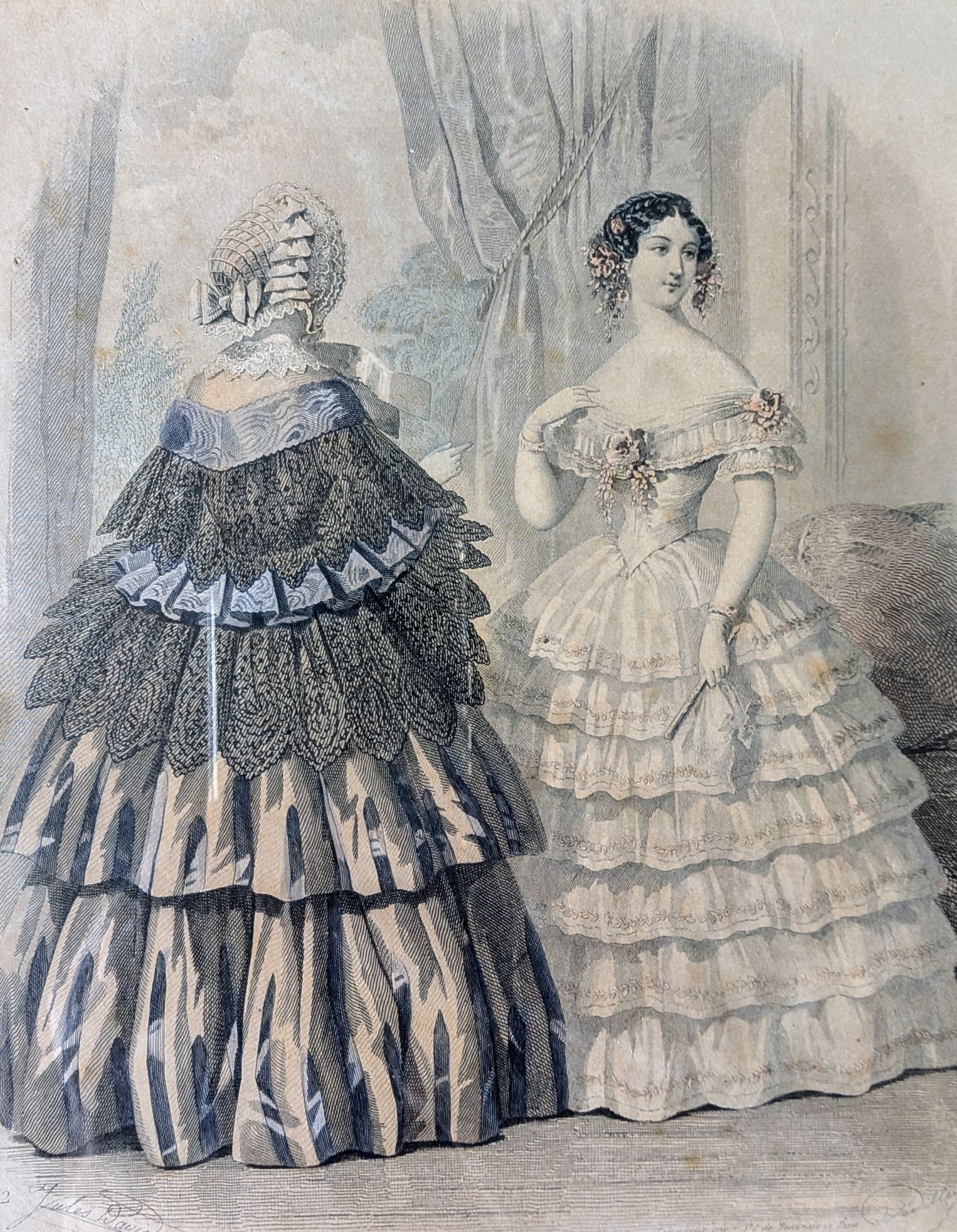 Set doua printuri de moda "Le Moniteur de la mode" anii 1850