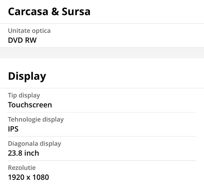 Lenovo sistem desktop all in one i5 touchscreen