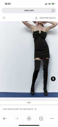 Cizme negre Zara masura 40 peste genunchi din material textil