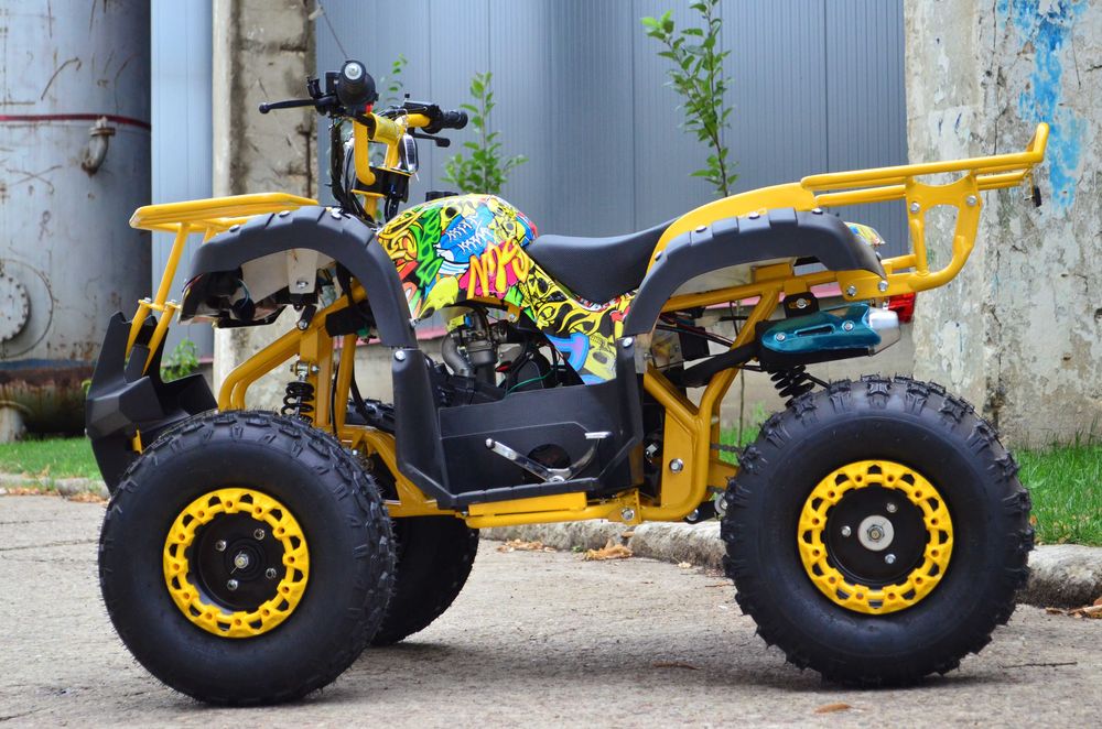Atv 125cc Model Hummer Graffiti Galben Nou Cutie de Viteza 3+1