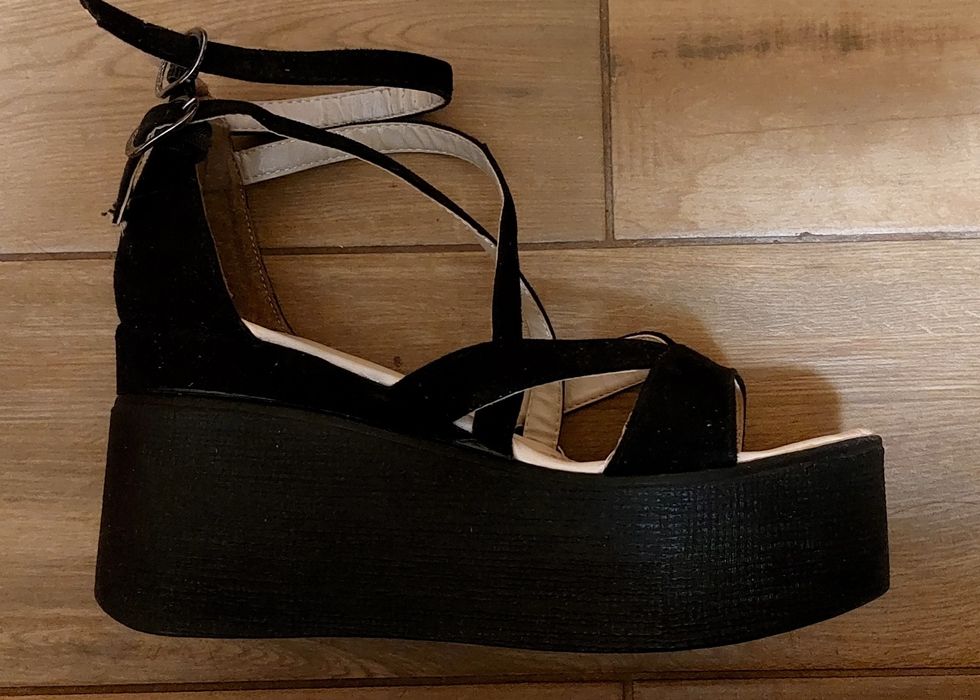 Черни сандали на висока платформа, 39