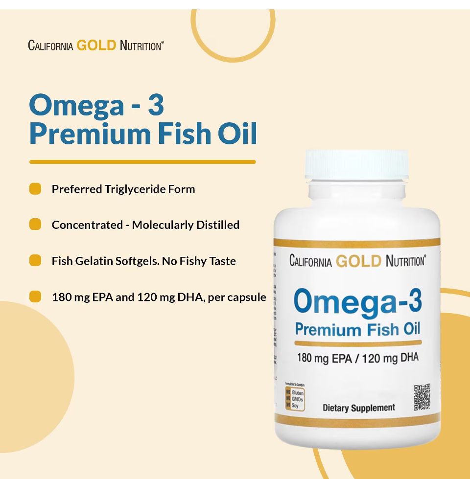 California Gold Nutrition Omega-3 Premium fish oil 100 fish gelatin