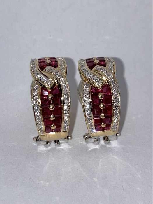 Cercei aur 18kt cu rubine si diamante
