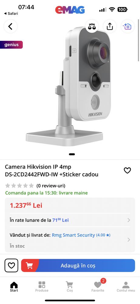 Camera Hikvision IP 4mp DS-2CD2442FWD-IW