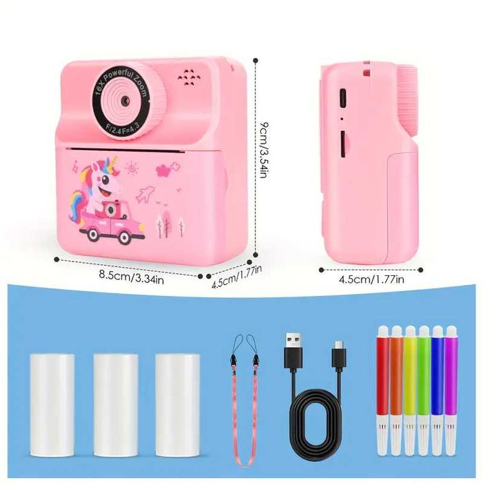 Детски фотоапарат с дисплей за моментни снимки Принтер камера 7 вида
