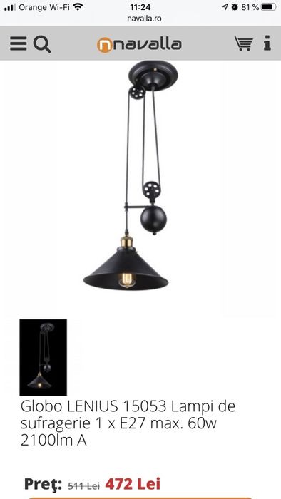 Globo LENIUS 15053 Lampa de sufragerie 1 x E27 max. 60w 2100lm A
