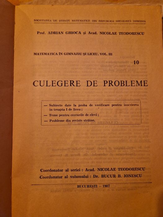 Culegeri de probleme matematica gimnaziu si bacalaureat