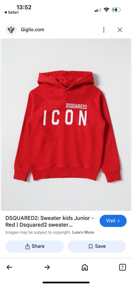 Dsquared2 D2 4 год. оригинален детски суитчер блуза