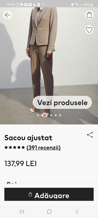 Sacou H&M crem si bleumarin 38 cambrat