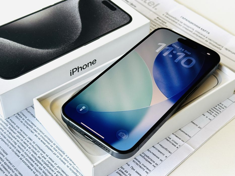 Iphone 15 Pro 128GB Black Titanium Гаранция 1 година