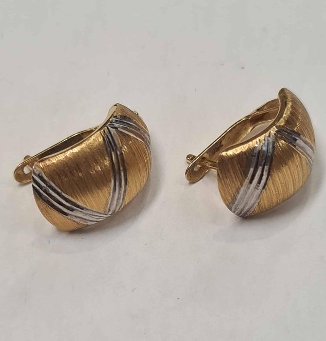 Cercei din aur galben si alb 18k, CAU226