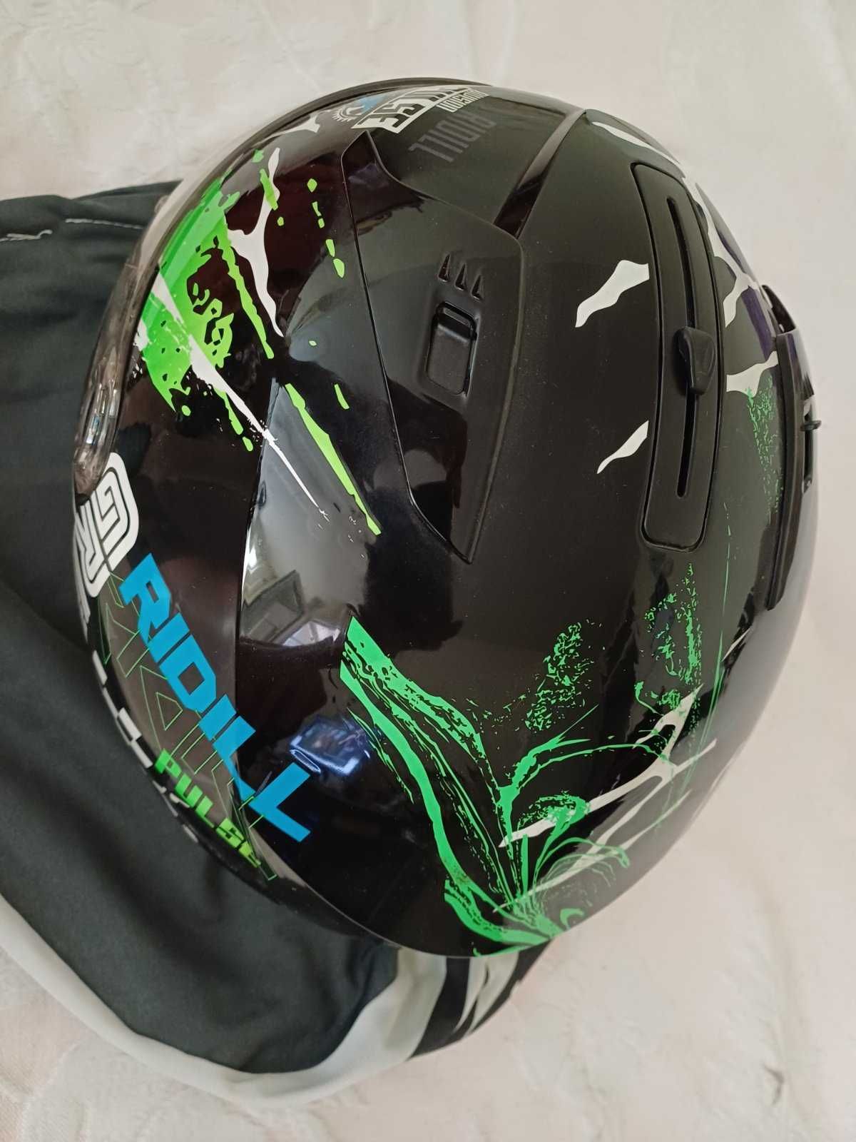 Каска за мотор: SHARK RIDILL DRIFT-R BLACK/GREEN размер: S