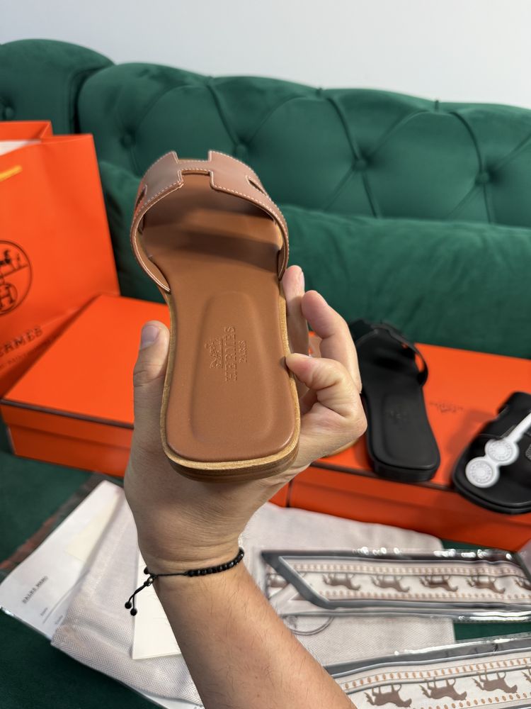 Papuci Hermes piele naturala 100% Full Box colectie noua