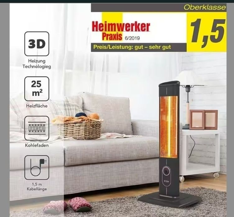 Încălzitor cu suport ICQN cu telecomandă | 2300 wați | Infraroșu | 

Î