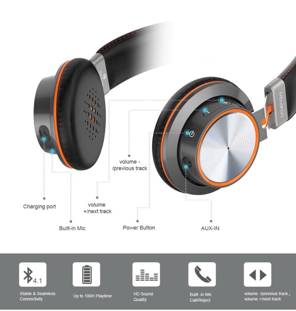 Bluetooth слушалки 300mAh