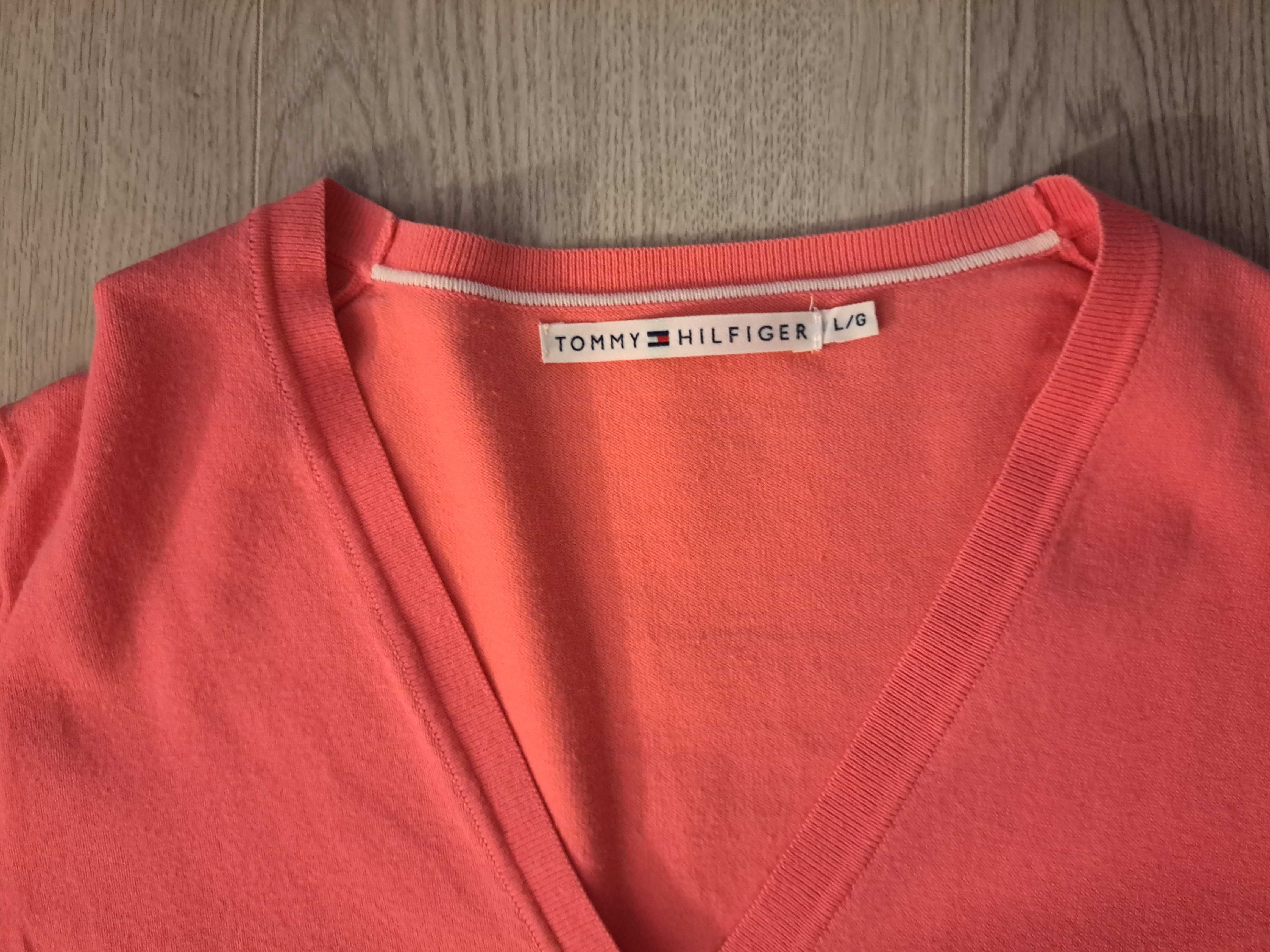 Pulover roz de bumbac Tommy Hilfiger