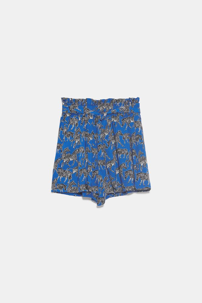 ZARA къси панталонки с принт и колан