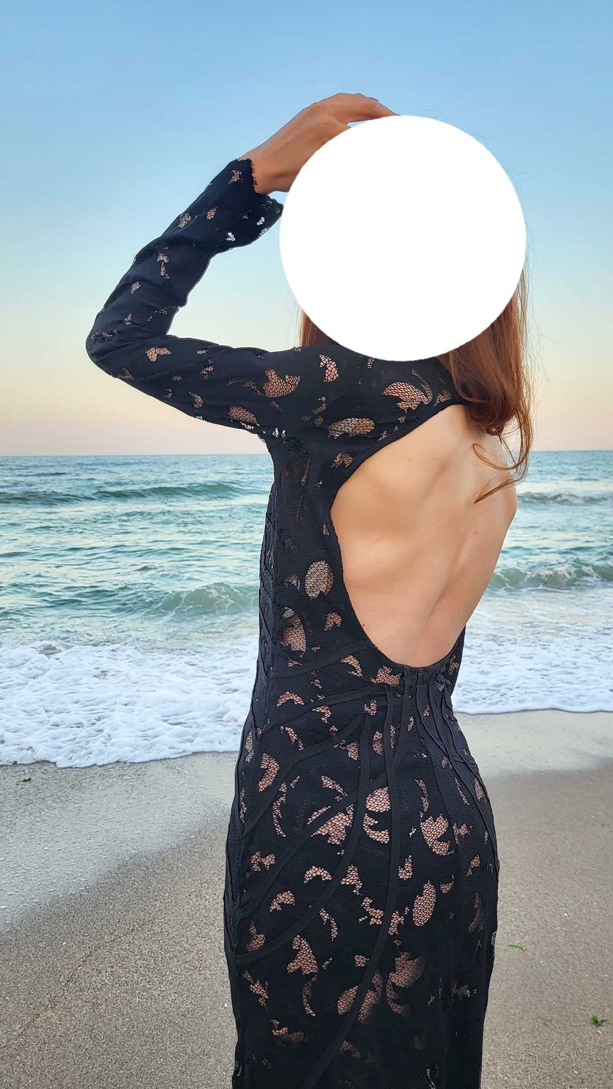 Rochie H&M neagra mulata din dantela, tip sirena
