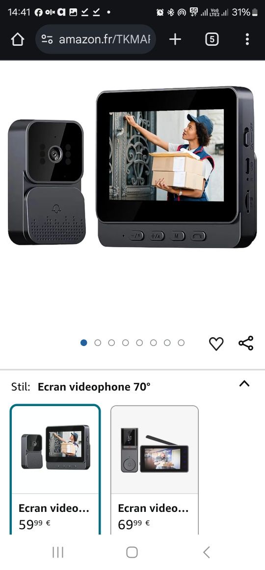 TKMARS Sonerie fără fir cu cameră Video Interfon fără WiFi 1080P, NOU
