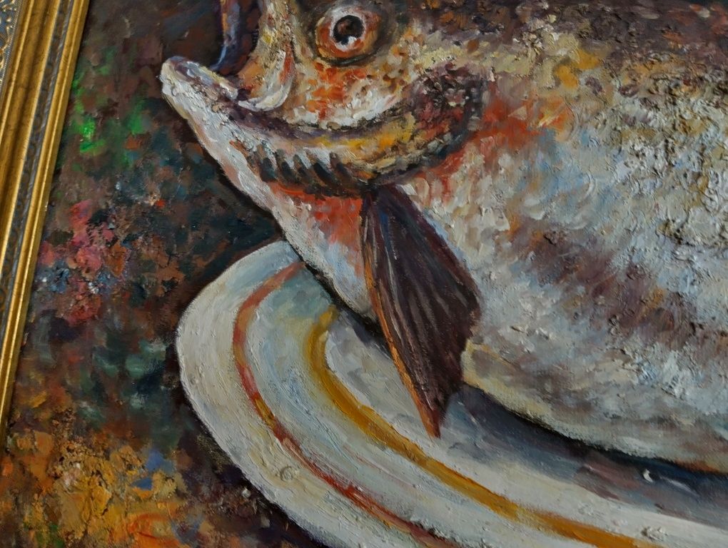 Картина маслени бой риба