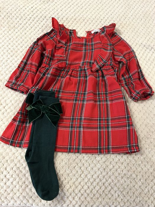 Детска коледна рокля + чорапки