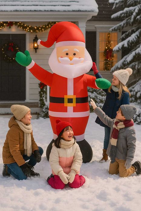 Mos Craciun Gonflabil Lumina LED Figurina Decorativa 2.2 Metri Curte