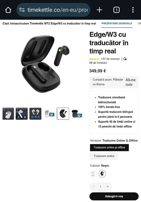 Timekettle WT3 translator traducator traducere