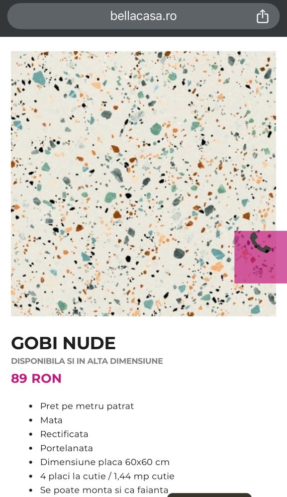 Gresie portelanata Gobi Nude (Bella Casa)