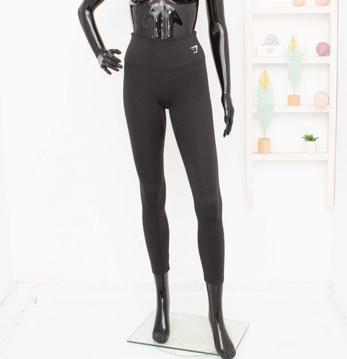 Gymshark дамски черен клин висока талия за фитнес и спорт S