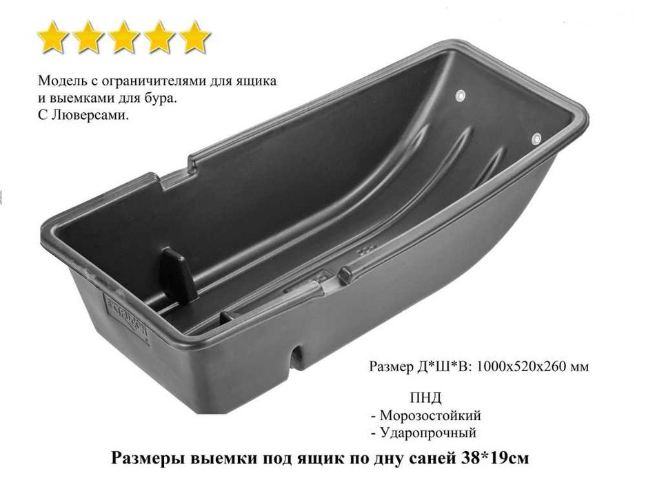 Сани-волокуши Тундра  1 м с ограничителем для ящика и ледобура