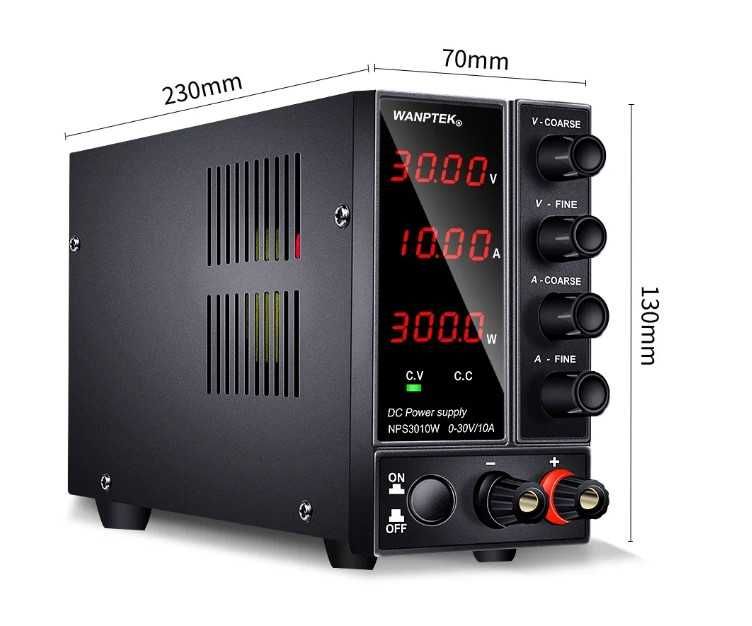 Регулируемо лабораторно захранване 30V / 10A захранващ блок