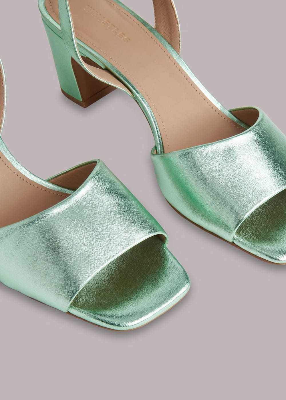 Дамски обувки Whistles 
Green Leather Emerson Heeled Sandals