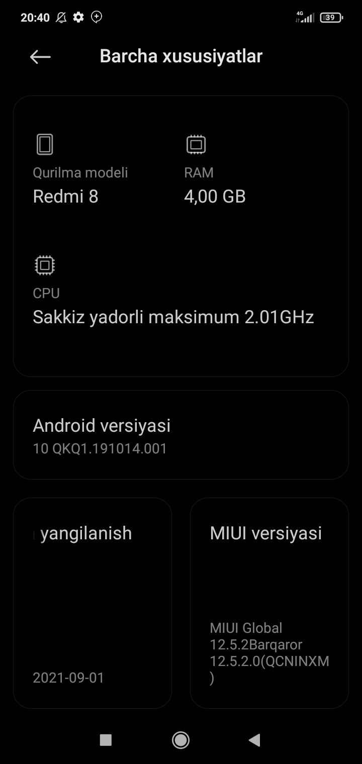 Xiaomi redmi 8 xolati yaxshi
