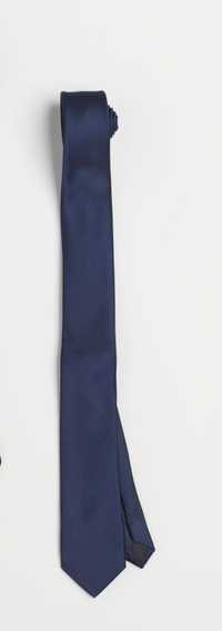 Cravată slim de satin bărbați H&M albastră nouă cu etichetă
