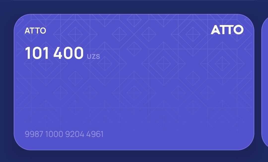 Продам новую карту ATTO. 110 000 сум на счету. Выгодно!