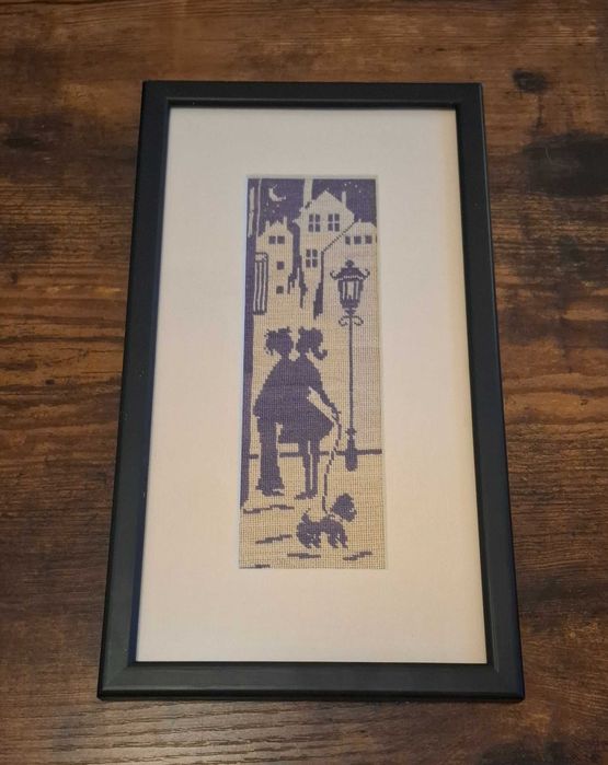 Goblen cusut manual - "Plimbare de seară" 29 x 16 cm