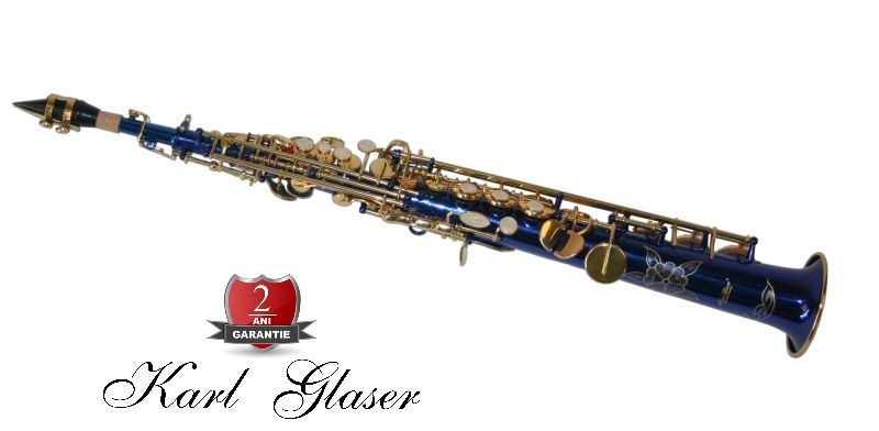 Saxofon Sopran NOU Karl Glaser Saxophone drept Si b Albastru+Auriu